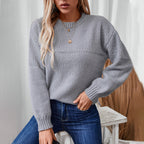 Damen modischer Strickpullover mit strukturiertem Design und lässigem Schnitt