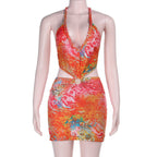 Damen verspieltes Minikleid mit floralem Design und verstellbaren Trägern R&B