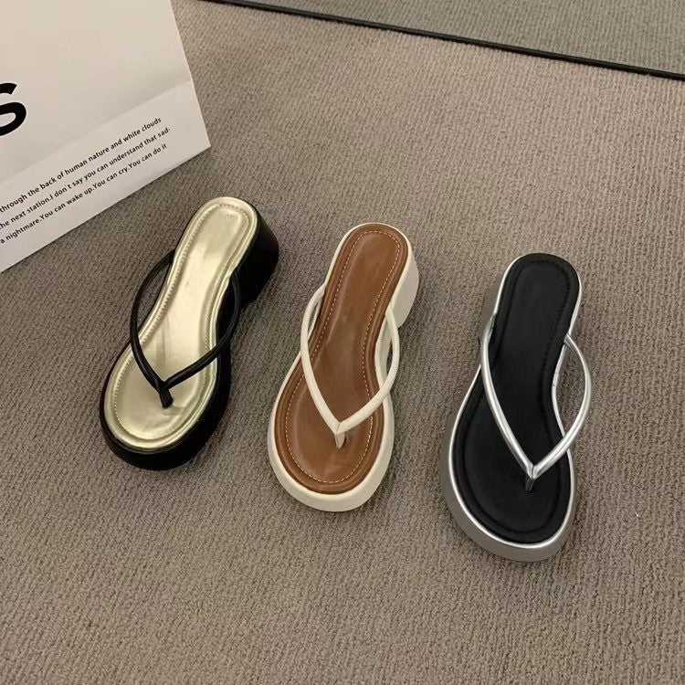 Damen komfortable Zehentrenner-Sandalen mit stützendem Plateau EB