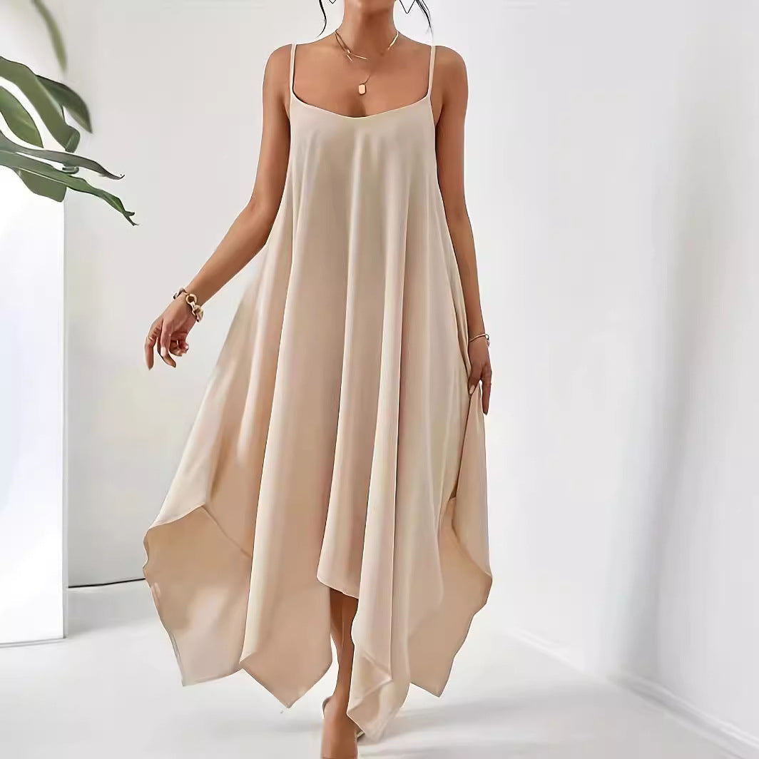 Damen Fließendes Maxikleid mit asymmetrischem Saum R&B