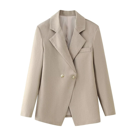Damen elegante Doppelreiher-Blazerjacke mit Struktur R&B