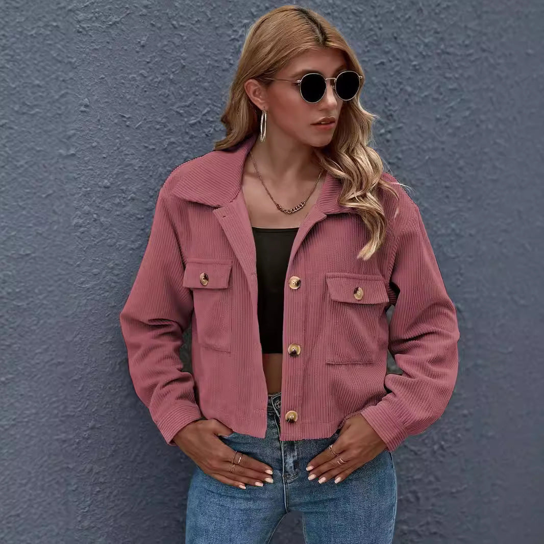 Damen modische Jacke mit aufgesetzten Taschen R&B