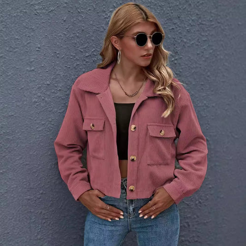 Damen modische Jacke mit aufgesetzten Taschen R&B