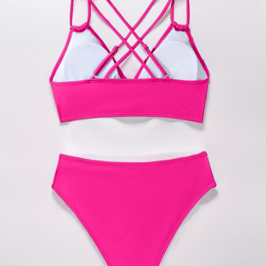 Damen Triangel-Bikini mit geflochtenen Trägern und hohem Schnitt R&B