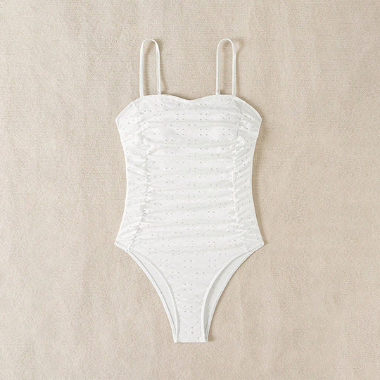 Damen Einteiler Badeanzug mit effektiver Raffung und romantischem Design R&B