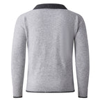 Herren V-Ausschnitt Pullover mit hochwertiger Textur und kontrastierendem Kragen