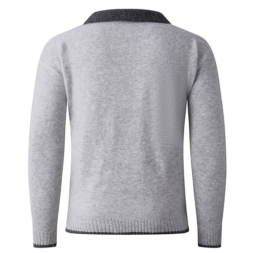 Herren V-Ausschnitt Pullover mit hochwertiger Textur und kontrastierendem Kragen R&B