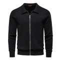 Herren nan feinstrick-Zipjacke mit Kentkragen und Rippbündchen R&B