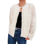 Damen Strickjacke mit romantischen Spitzendetails und eleganten Knopfverschlüssen R&B