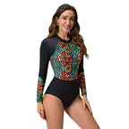 Damen Surfanzug mit langem Arm und stylischem geometrischem Design R&B