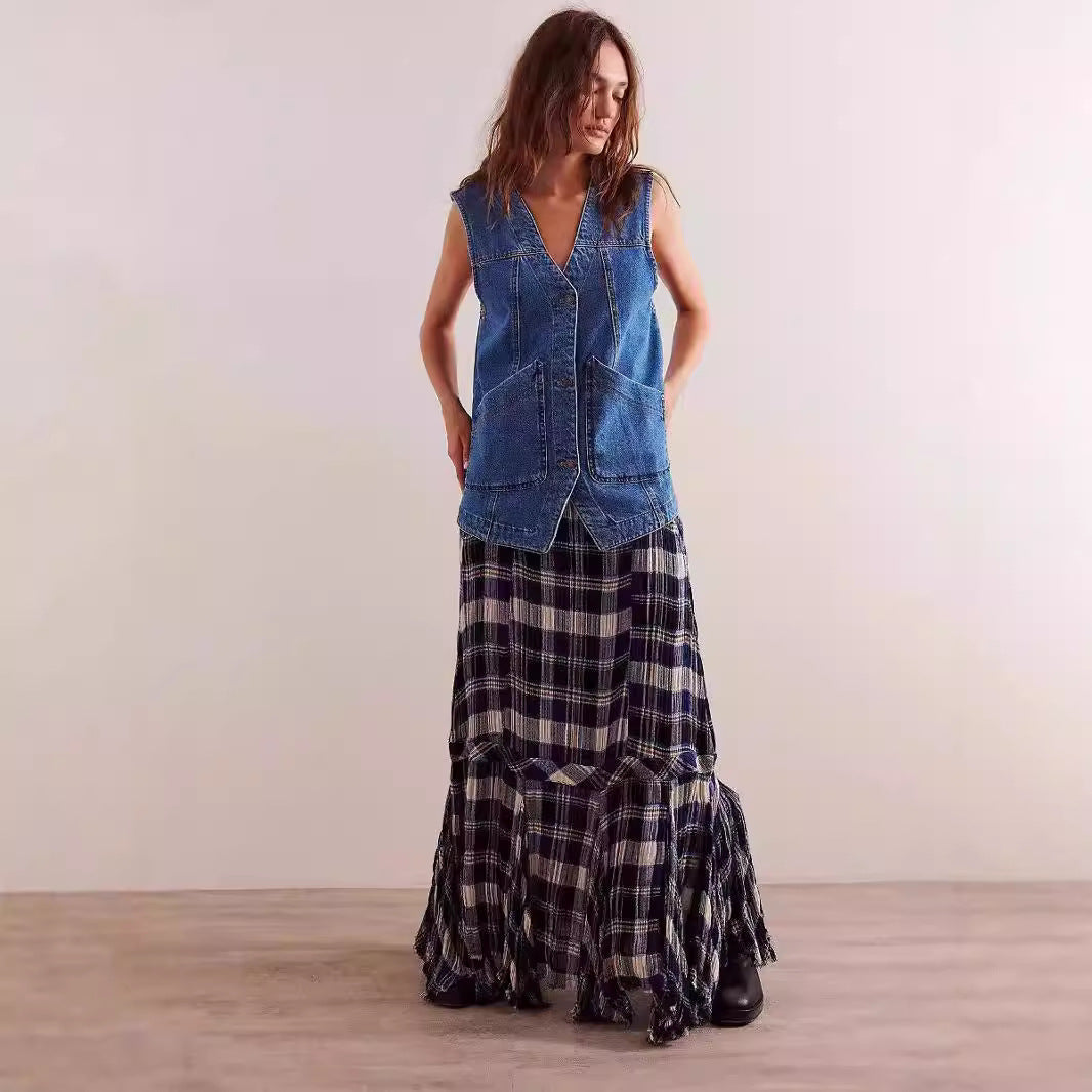 Damen Denim-Weste mit lässigem Schnitt und praktischen Taschen R&B