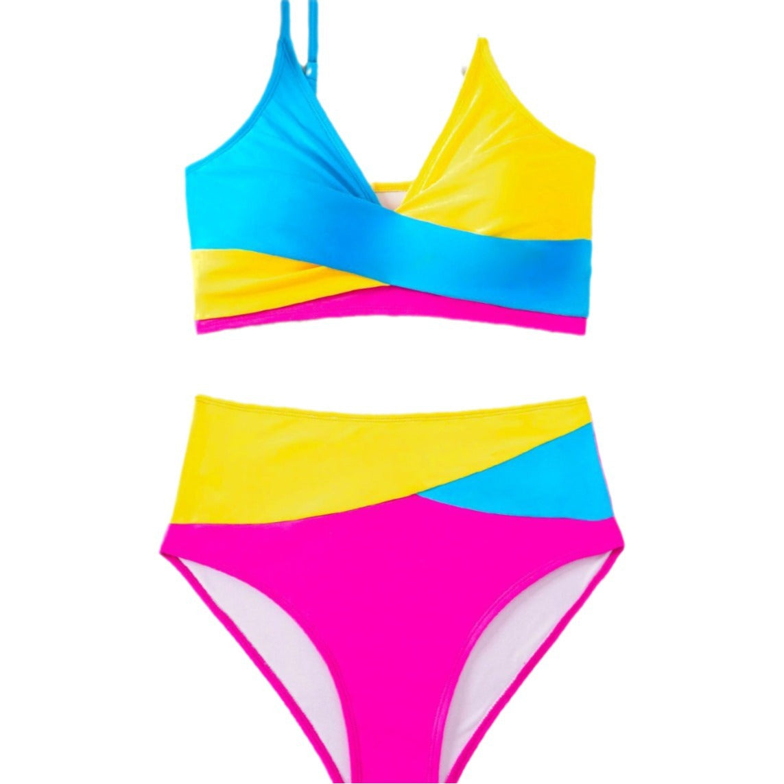 Damen Hochtaillierter Bikini mit überkreuztem Oberteil und eleganten Raffungselementen R&B