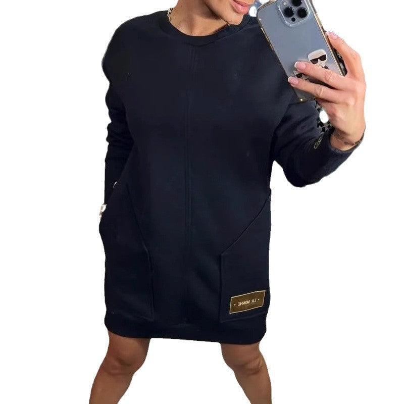 Damen lässiger Hoodie mit praktischen Taschen und dekorativen Details R&B