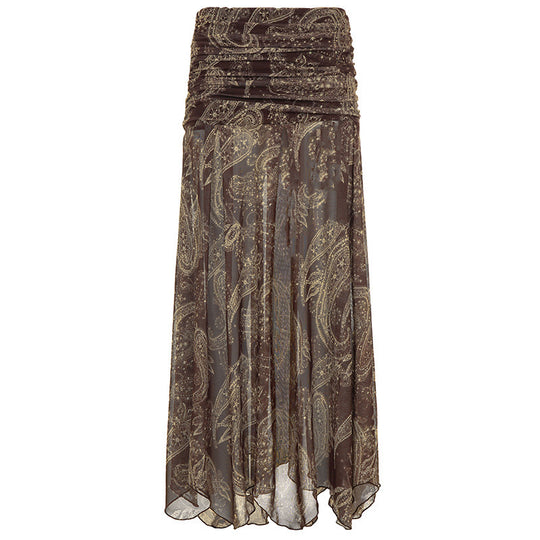 Damenrock mit asymmetrischem Saum und Paisleymuster R&B
