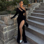 Damen Elegantes asymmetrisches Kleid mit Schößchen und hautfreundlichem Stoff R&B