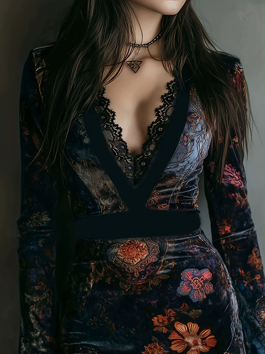 Damen Luxuriöse Taillierte-Silhouette Samt-Cocktailkleid