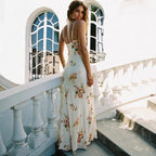 Damen Maxikleid mit floralem Design und verstellbaren Spaghettiträgern R&B