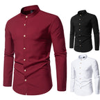 Herren Langarmhemd mit modernem Stehkragen und eleganten Knopfdetails R&B