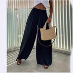 Damen fließende Palazzohose mit elastischem Bund und seitlichen Taschen R&B