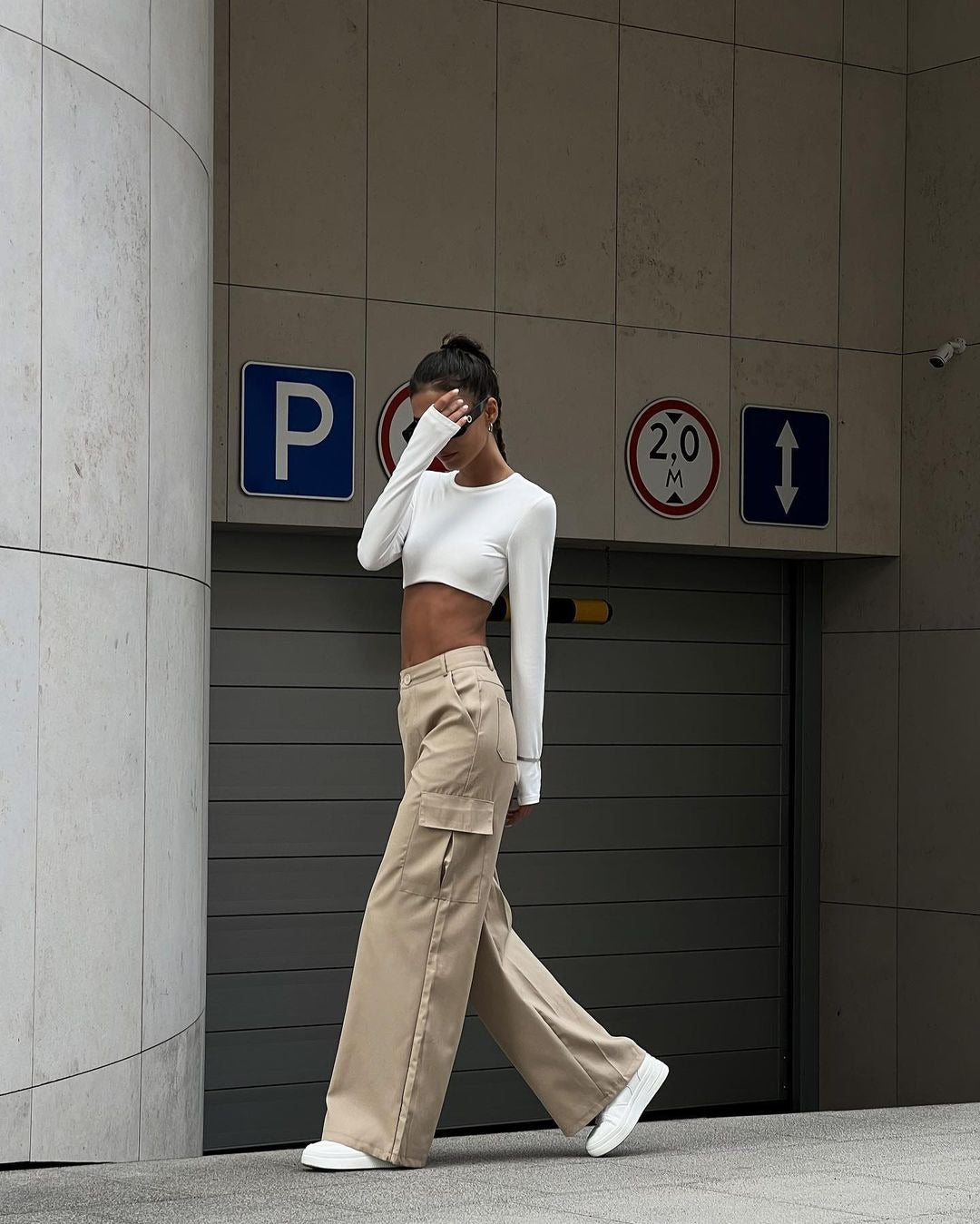Damen Weite Cargo-Hose R&B