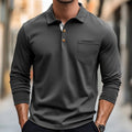 R&B | Langarm Poloshirt Slim Passform Baumwollmischung Brusttasche