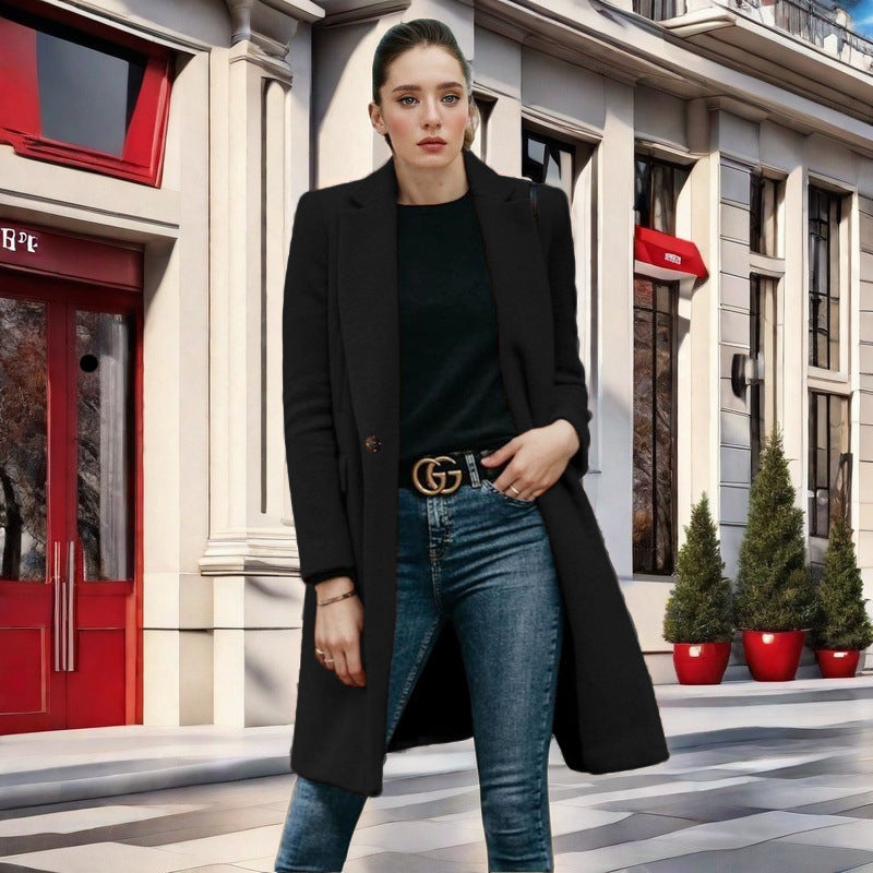 Damen Eleganter Woll-Übermantel mit tailliertem Schnitt R&B