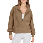Damen sportlicher Pullover mit hohem Kragen und Reißverschluss R&B