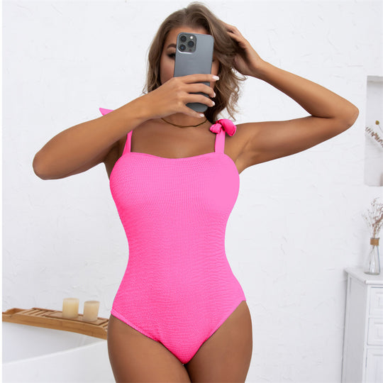 Damen Einteiler Badeanzug mit verspieltem Schleifen-Design und figurformendem Schnitt R&B