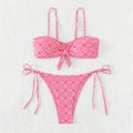 Damen Bandeau-Bikini mit dekorativem Knoten und verspielten BindR&Bändern R&B