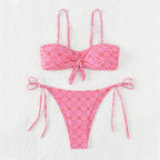 Damen Bandeau-Bikini mit dekorativem Knoten und verspielten BindR&Bändern R&B