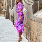 Damen Midikleid mit elegantem Wickeldesign und strukturiertem Muster R&B