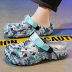 Damen modische Clogs mit einzigartigem grafischen Design und verstellbarem Riemen