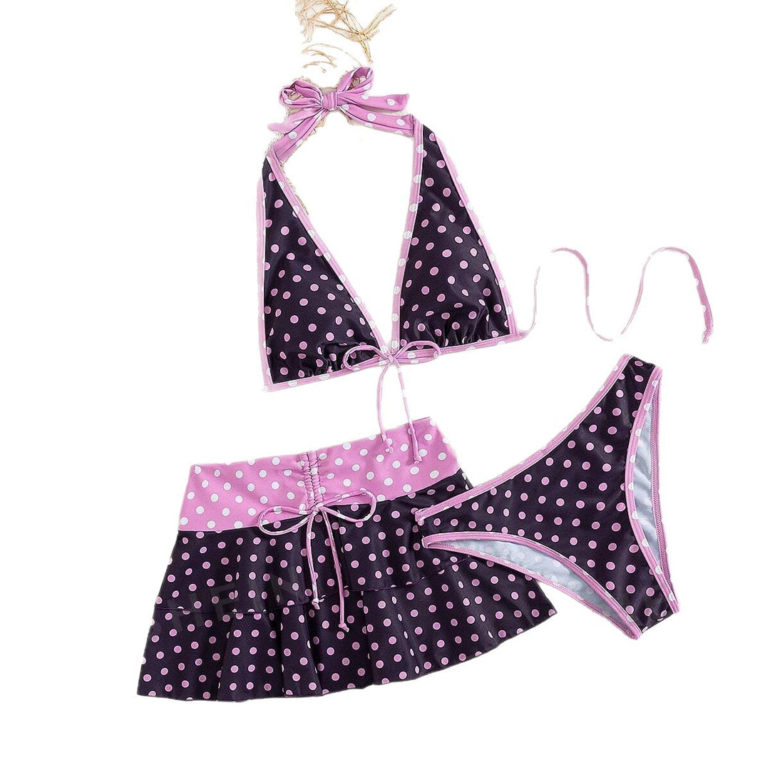 Damen Bikini-Set mit verspieltem Punktedesign und figurfreundlichem Rock R&B