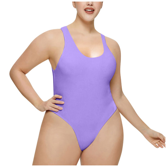 Damen Hochgeschnittenes Rib-Badeanzug R&B