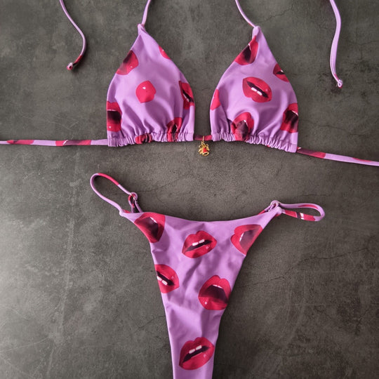 Damen Bikini-Set mit verstellbarem Triangel-Oberteil und hoch geschnittenen Hüftbund R&B