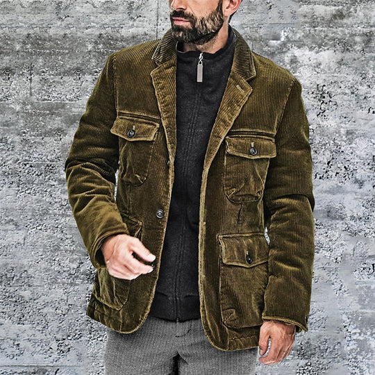 Damen lässige Cordjacke mit aufgesetzten Taschen R&B