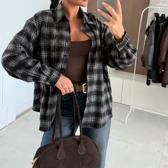 Damen Karierte Oversized-Hemd R&B