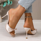 Damen elegante Slingback-Pantoletten mit modischem Schleifen-Detail R&B