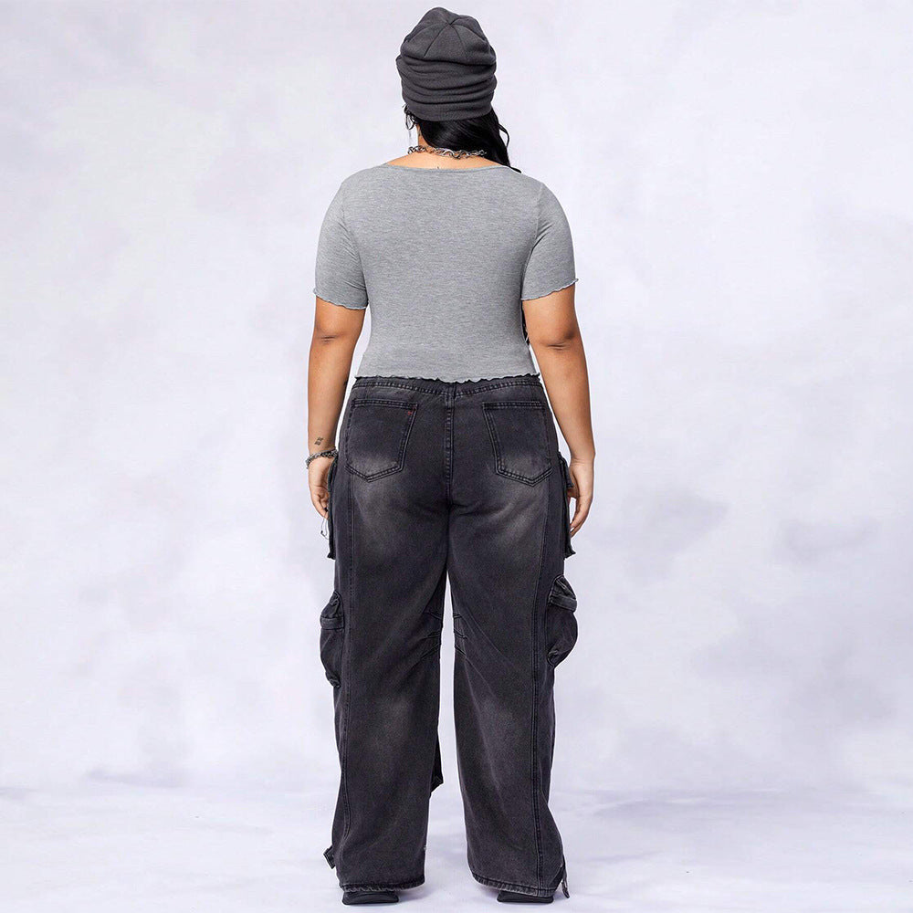 Damen figurbetontes Oberteil mit geschwungenem Saum und Knotendetail R&B