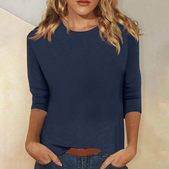 Damen Lockeres Baumwollshirt mit 3/4-Ärmeln R&B