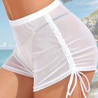 Damen Sportliche Raffungshorts aus transparentem Material R&B