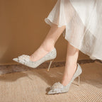 Damen Glamouröse Pumps mit funkelndem Strass und exquisite Blumenapplikation R&B