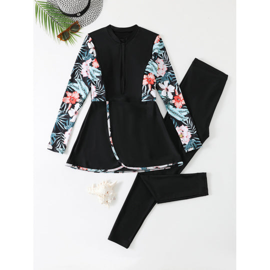 Damen Sportlicher Badeanzug mit langem Ärmeln und atmungsaktiven Leggings R&B