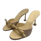 Damen elegante Slides mit Strassapplikationen R&B