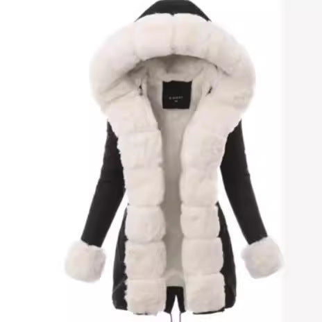 Damen Fleecejacke mit luxuriösem Kunstpelzkragen R&B