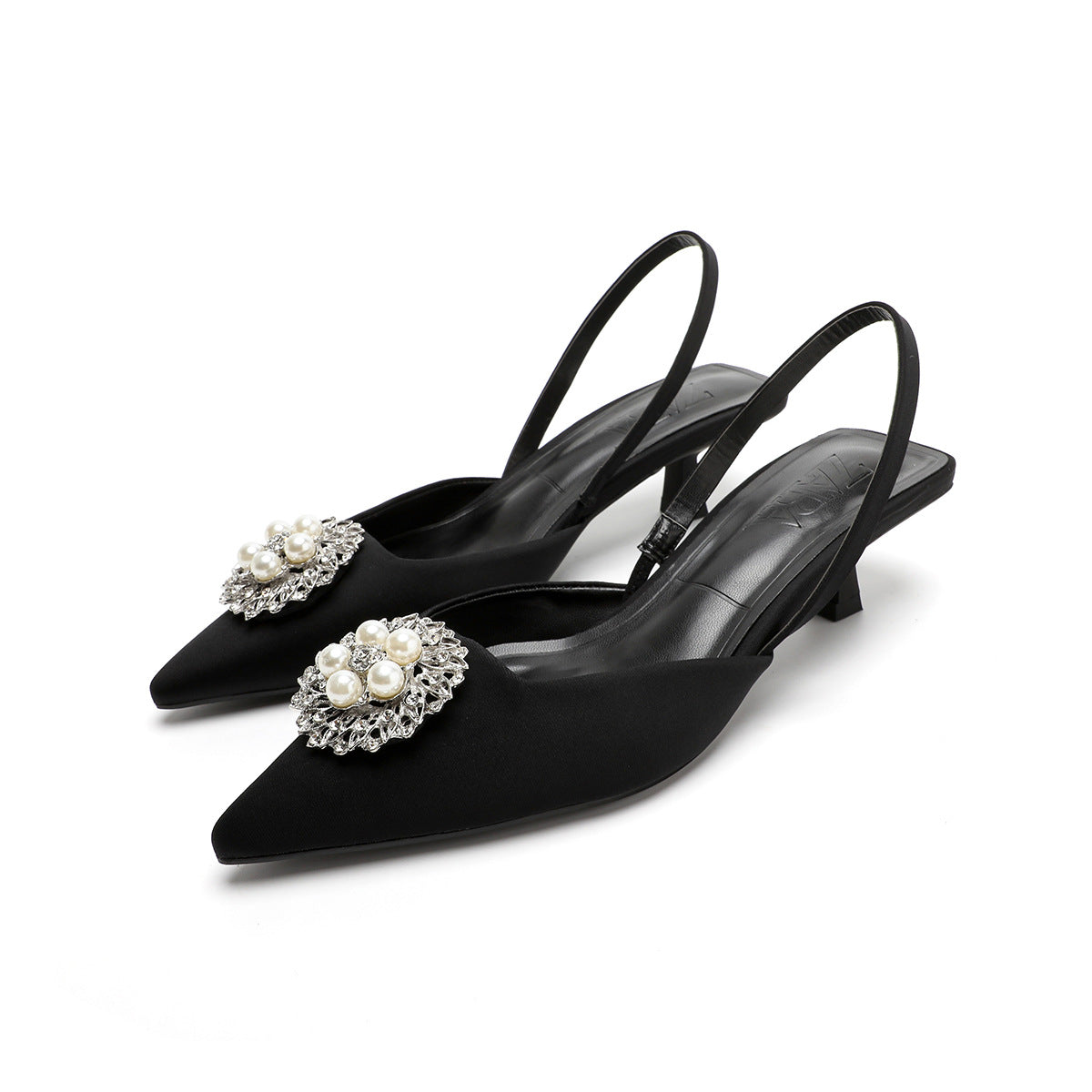 Damen Sling-Pumps mit elegantem Perlenschmuck und bequemer Laufsohle R&B