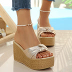 Damen Wedge-Sandaletten mit glamourösem Riemendesign und komfortablem Plateau R&B