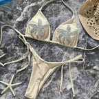 Damen Triangel-Bikini mit glitzernden Sternenapplikationen R&B
