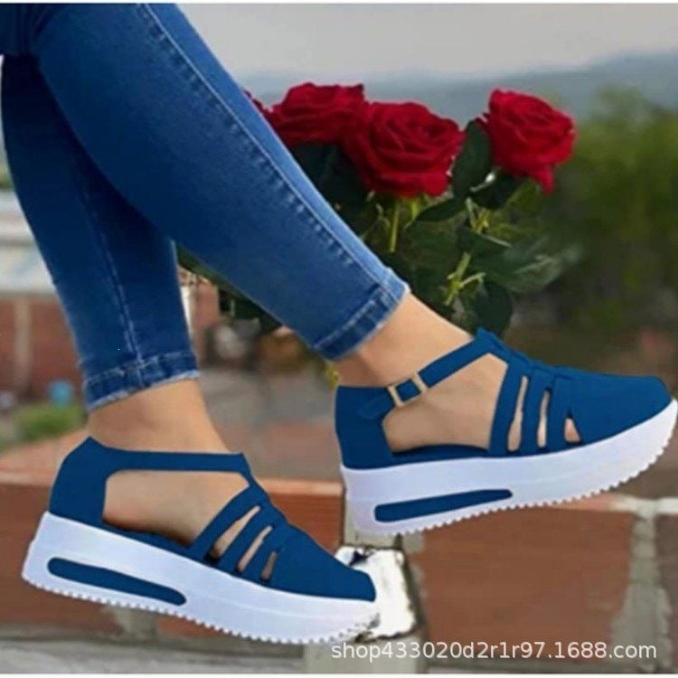 Damen Sportliche Plateau-Sneaker mit offenen Riemen R&B