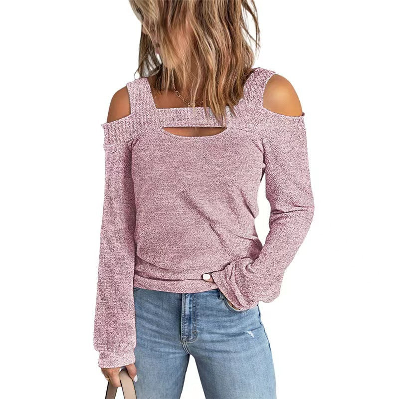 Damen Elegantes Langarmshirt mit asymmetrischem Cut-Out und modischem Schulterdesign R&B